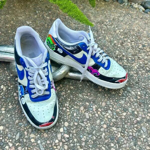 Nike's Mens Air Force One Custom Hand Painted Sneakers CW2288-11 Size 10